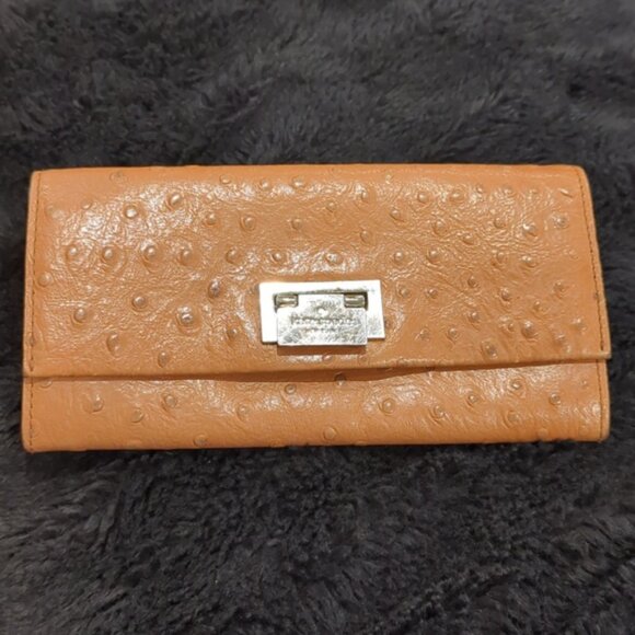 Kate Spade Combo Large Catalina purse and wallet in Cognac Ostrich leather - Picture 2 of 12